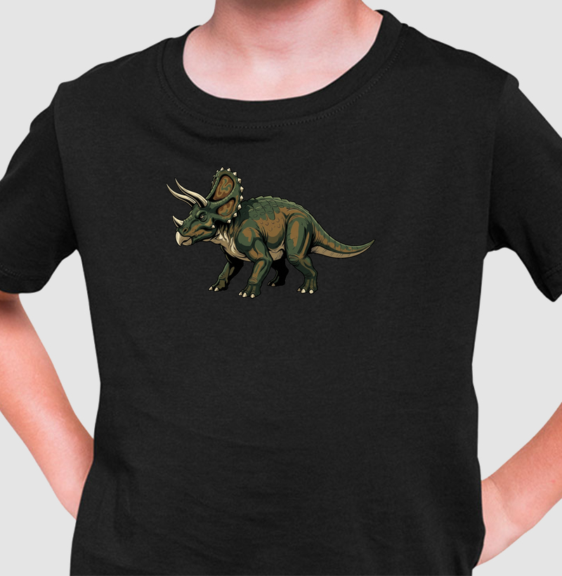 Camiseta Dinossauro Triceratops Algodão Premium Dinoloco