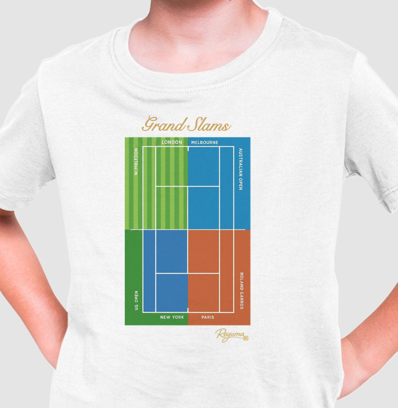 Camiseta Infantil, menino, menina, juvenil, Tennis “Grand Slams” - Algodão 100%