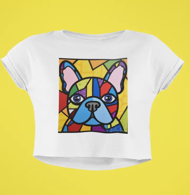 Camiseta Cropped Bulldog Frances "Picasso Perdido IV"