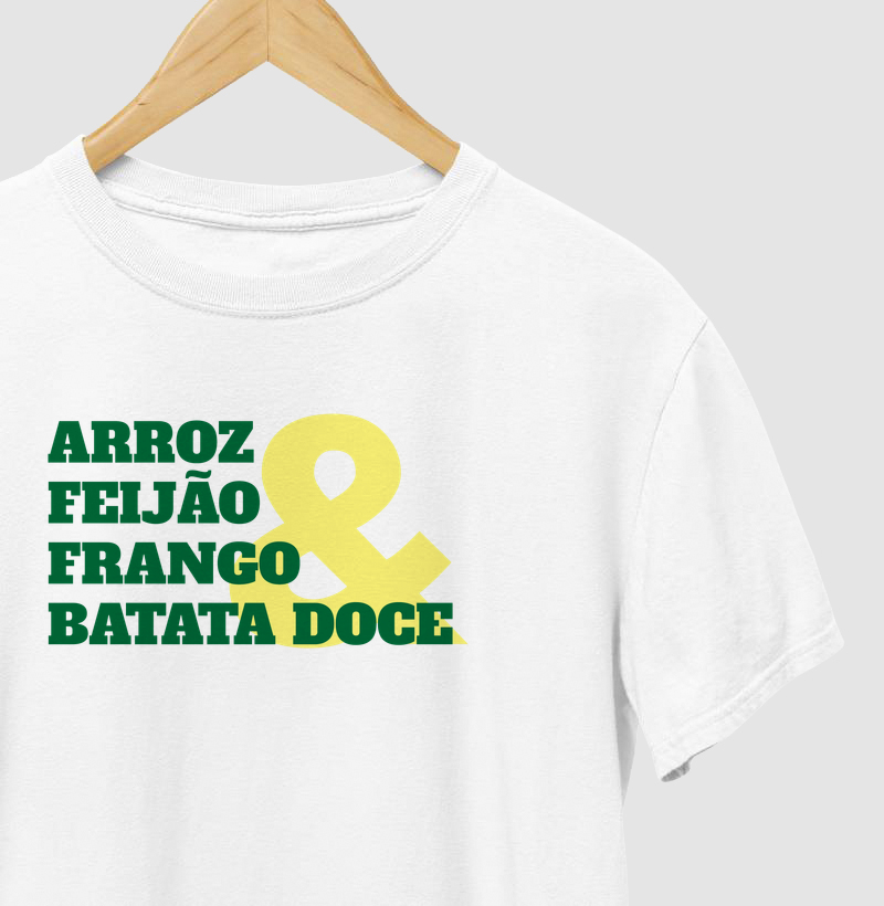 Arroz, feijão, frango e batata doce
