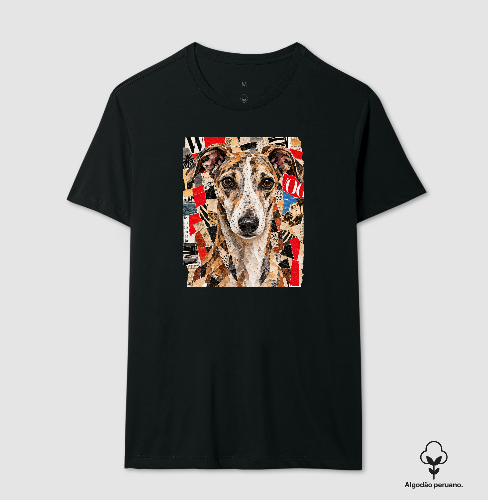 Whippet Magazine Collage - Camiseta Algodão Peruano