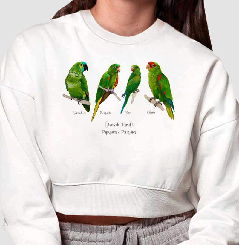 Aves do Brasil - Coletivo Psitas Verdes - Moletom Cropped