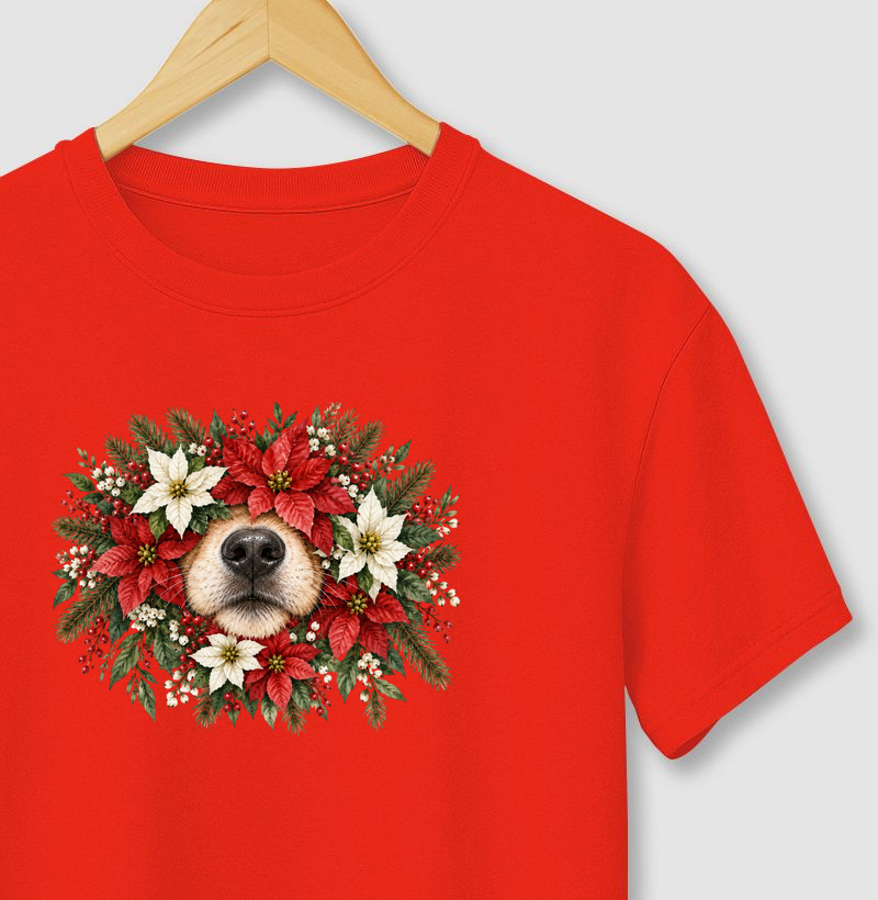 Flores Natalinas & Focinho - Camiseta