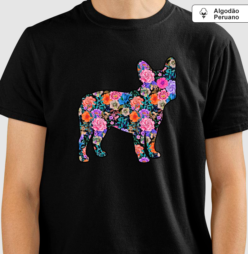 Camiseta Bulldog Francês Floral - Pelo & Pano