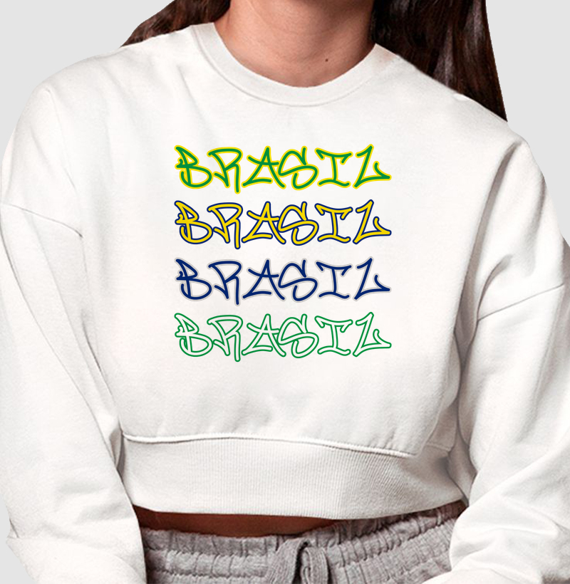 Cropped Moletom Brasil em Massa