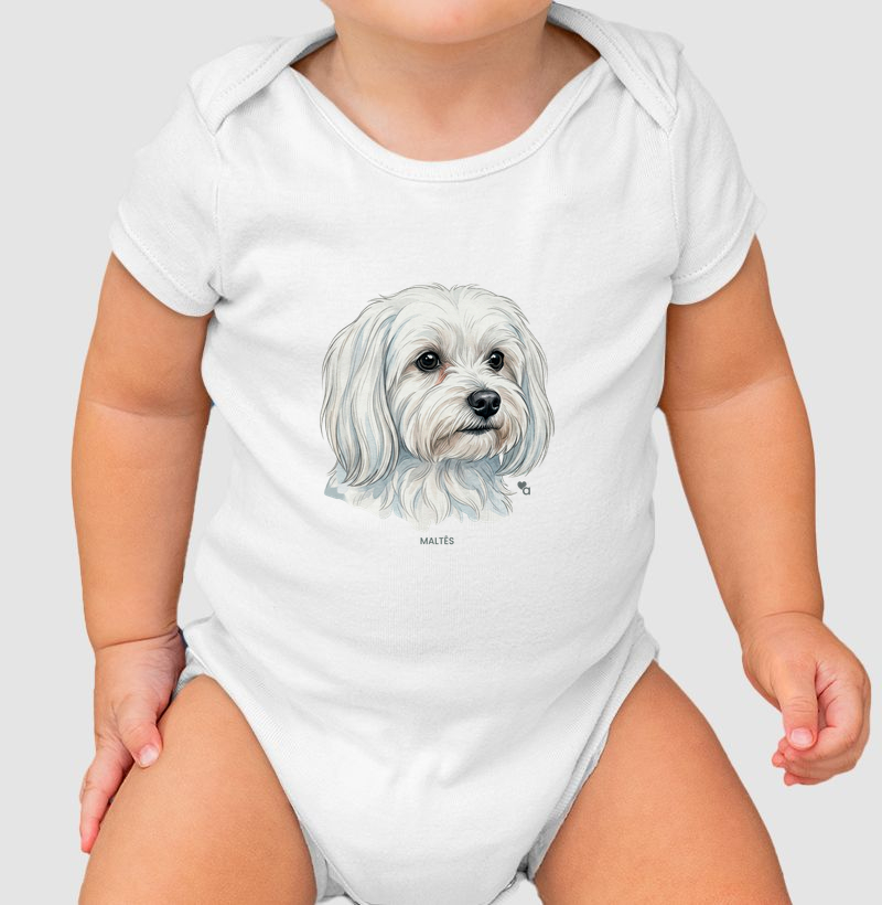 Cães - Maltês - Body Infantil