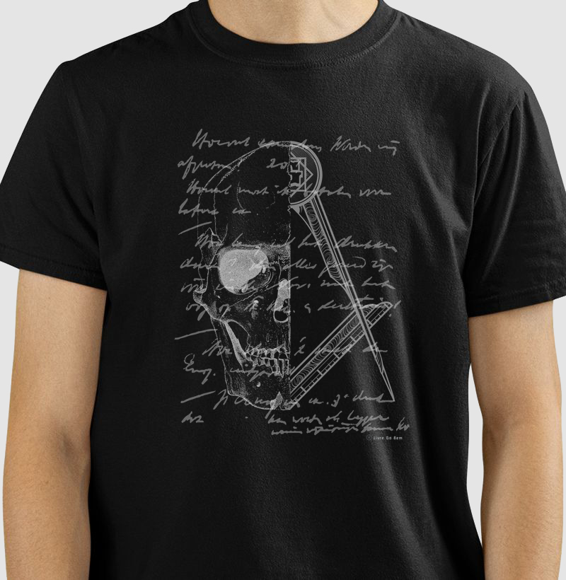 Camiseta maçonaria - Skull Manuscrito
