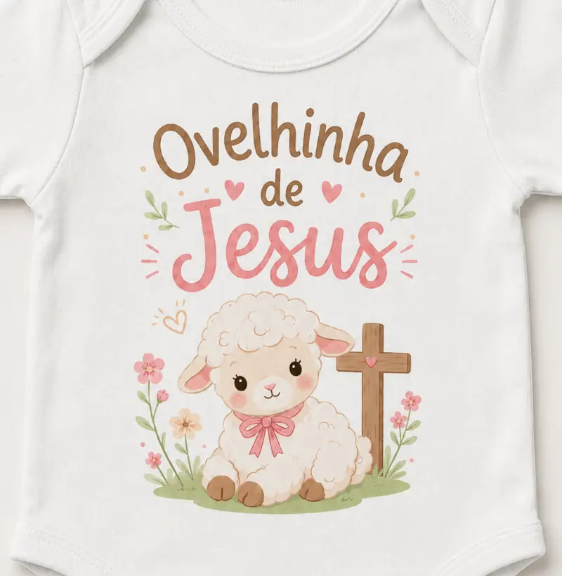 Body Bebê Cristão Ovelhinha de Jesus