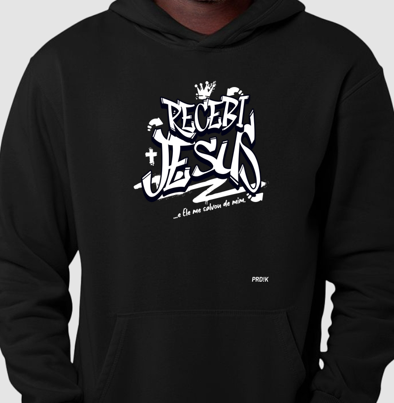 Moletom Hoodie Capuz com Estampa - Recebi Jesus