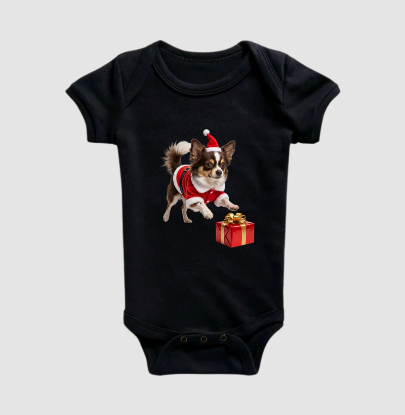Chihuahua Pelo Longo - Natal - Body Infantil