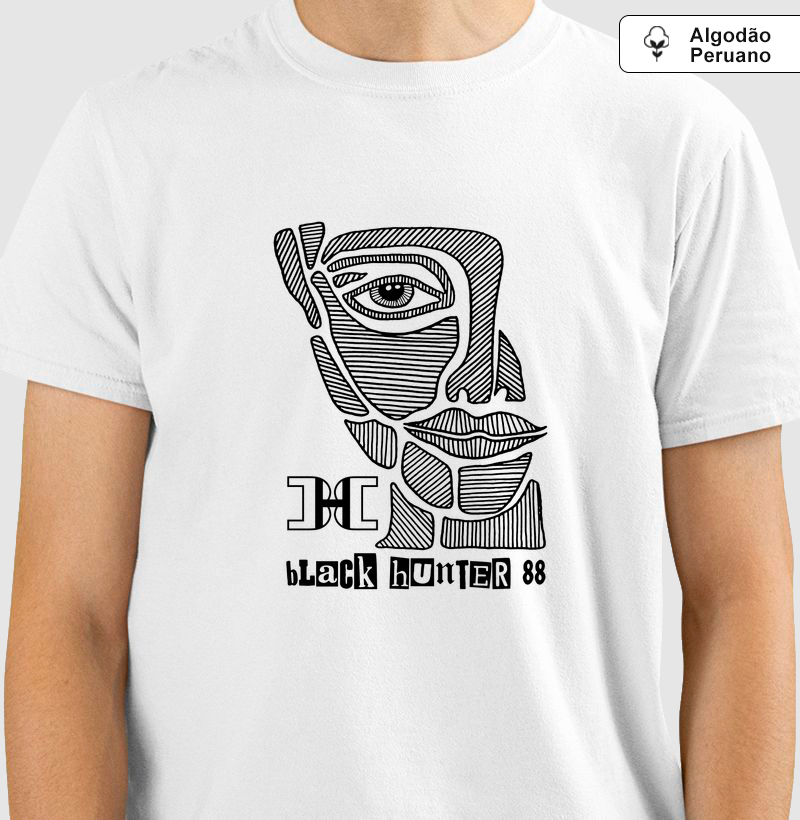 camiseta algodão peruano olhar black hunter