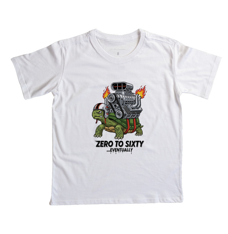 camiseta-garage-motors-kustom-zero-to-sixty-eventually-tartaruga-turbo