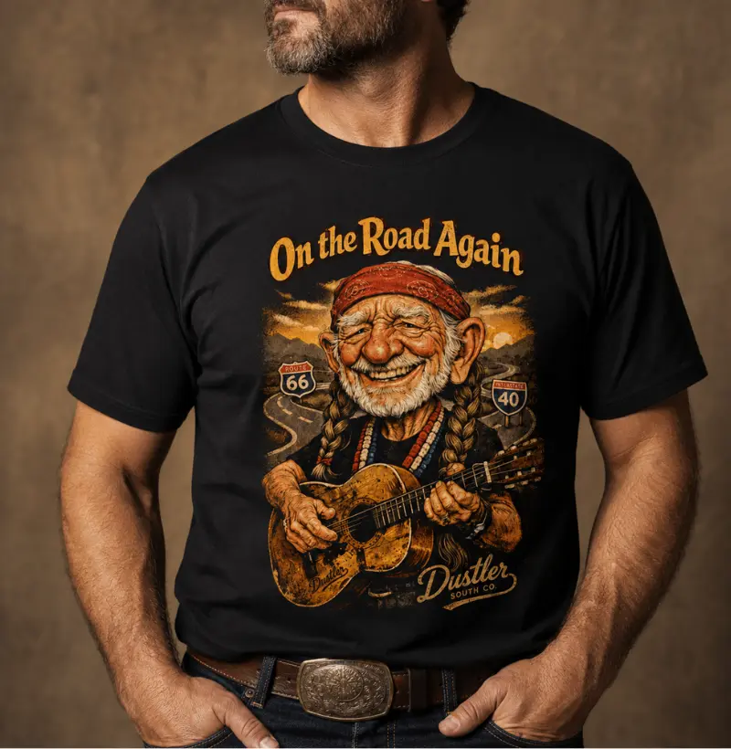 Camiseta Country Masculina On The Road Again Dustler South Co. Algodão Peruano Premium