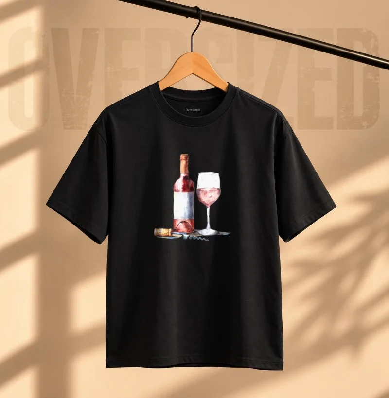 Camiseta Momento do Vinho - Camiseta Oversized