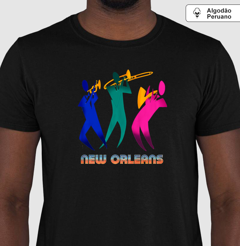 Camiseta New Orleans Jazz  100% Algodão Premium