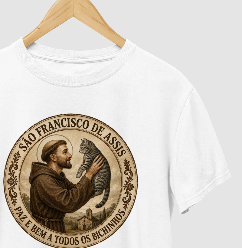 São Francisco e gato malhado
