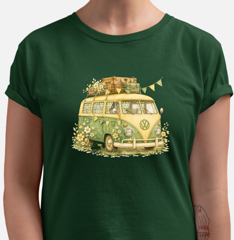 Camiseta Unissex AROUA — Caravana Verde Amarela | Saudades em Papel | Unissex | Algodão Penteado 30.1