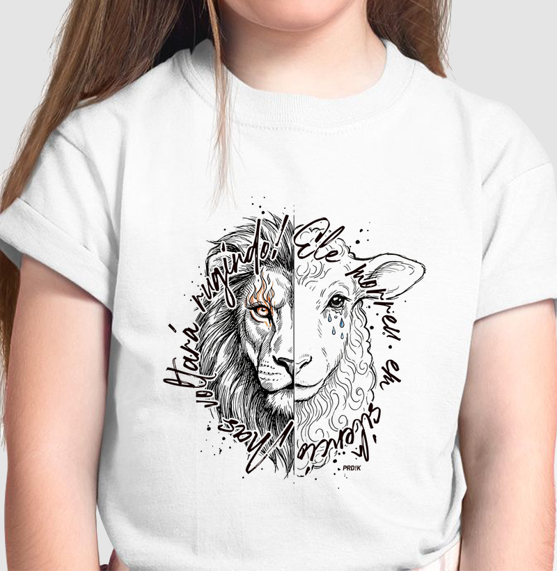 Camiseta Infantil com Estampa - Cordeiro e Leão
