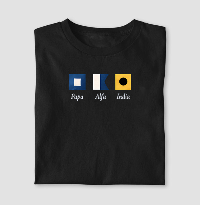 Camiseta de Dia dos pais - Papa Alfa India Peito  - Algodão 30.1