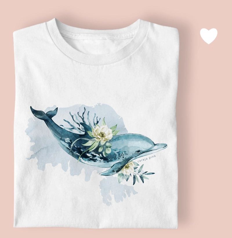Camiseta Feminina Ilustrada Golfinho