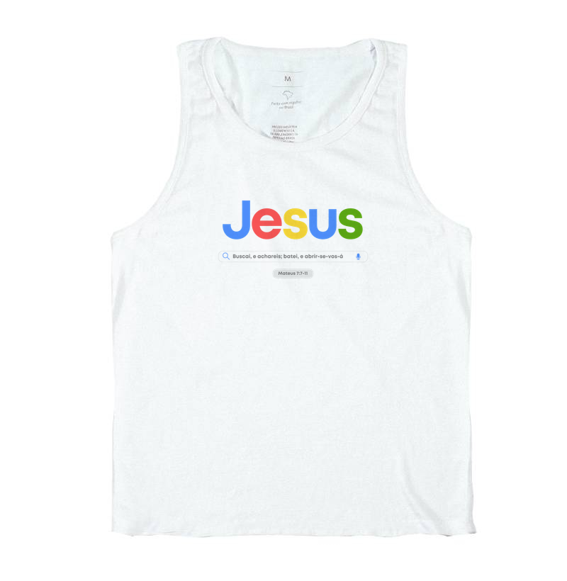Camiseta Regata Cristã Jesus – Buscai e Achareis (Mateus 7:7) | Milagree