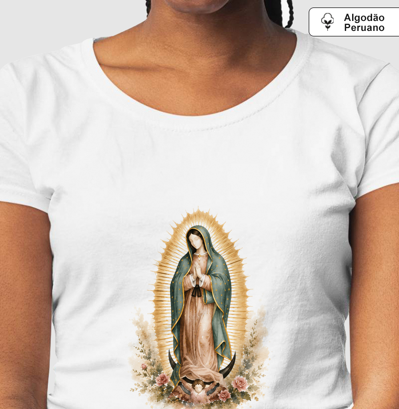Coleção Sob o Manto - Camiseta Nossa Senhora de Guadalupe