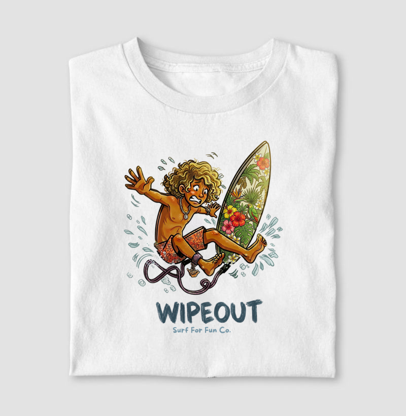 Estampa Exclusiva Surf "WIPEOUT" - Camiseta Masculina de Alta Qualidade | Surf For Fun Wear