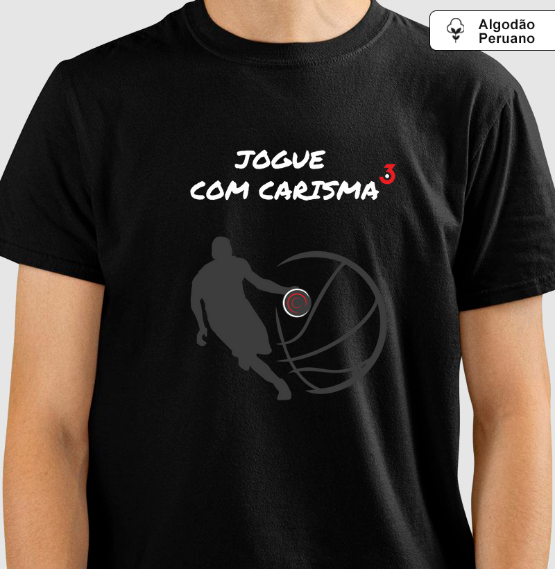 Camiseta Algodão Peruano 3Car Basquete Jogo Jogue com Carisma