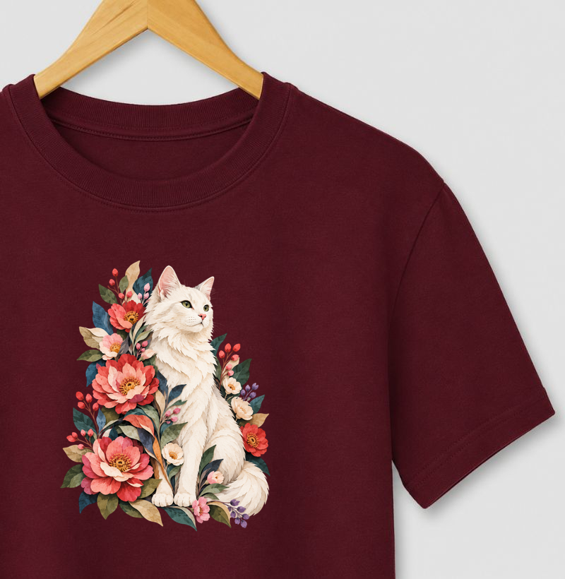 Gato Floral - Camiseta