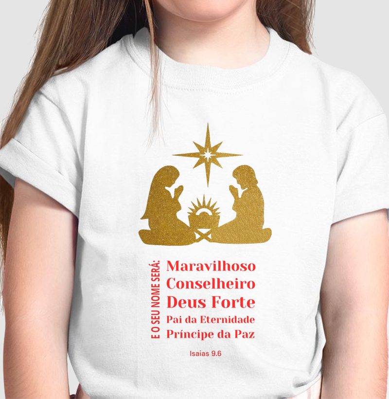 CAMISETA DE NATAL SEU NOME SERÁ MARAVILHOSO