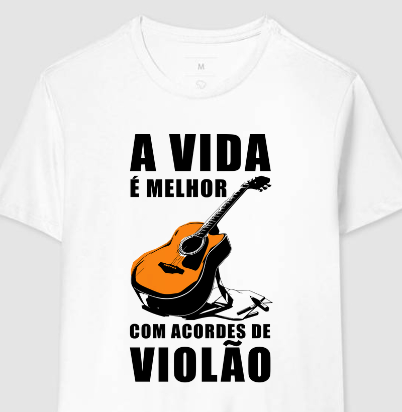 Camiseta Violão e Frase com Laranja