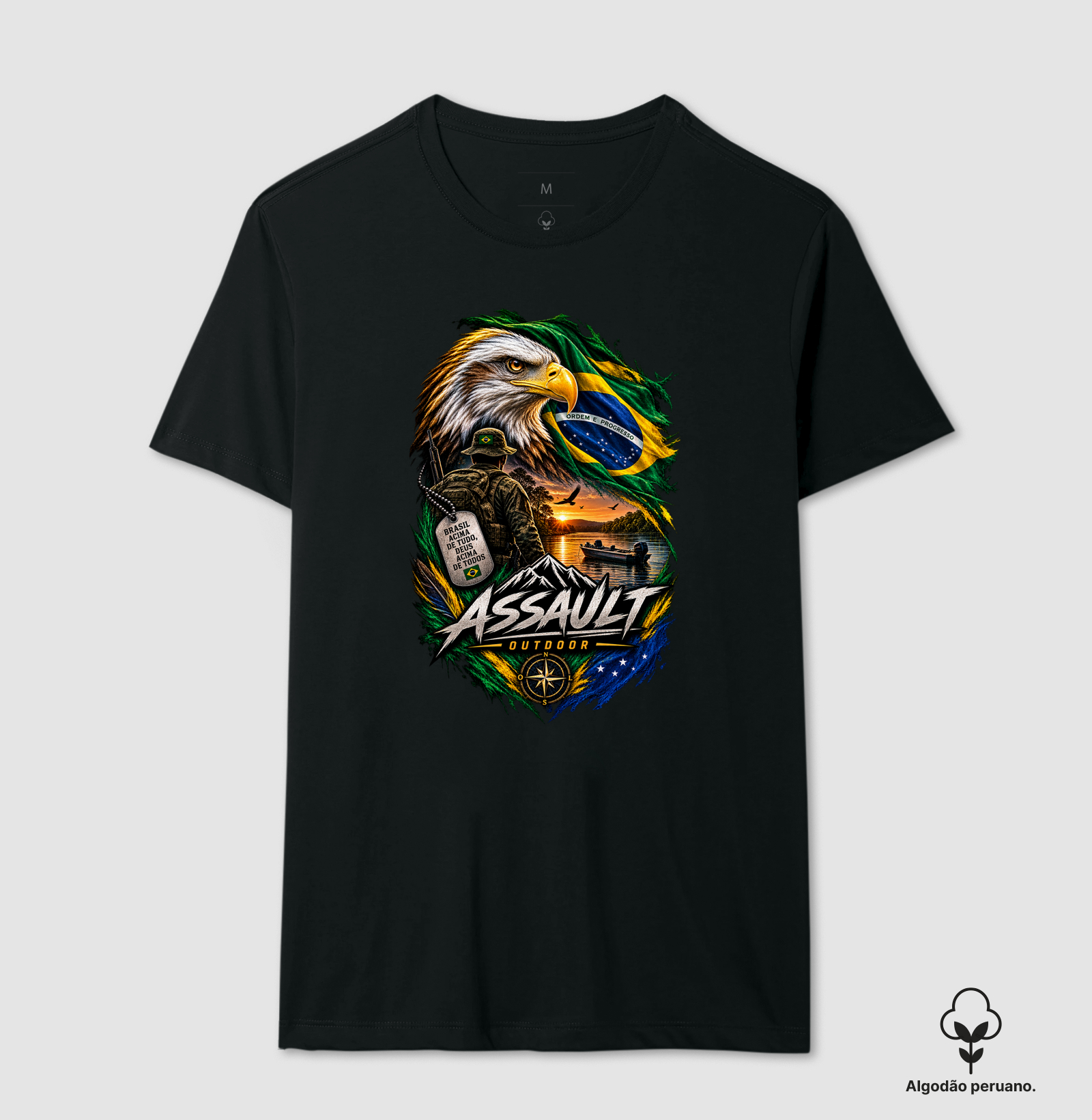 BRASIL ACIMA DE TUDO 🇧🇷 - Camiseta Algodão Peruano