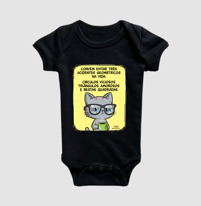 Camiseta Gato Sincero Geometria - Body Infantil