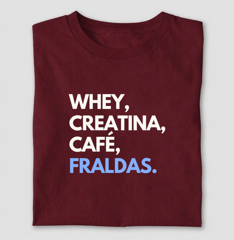 Whey, creatina, café, fraldas