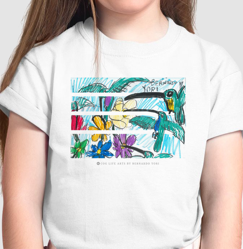 Camiseta Infantil Branca Beija Flor by Bernardo Yori