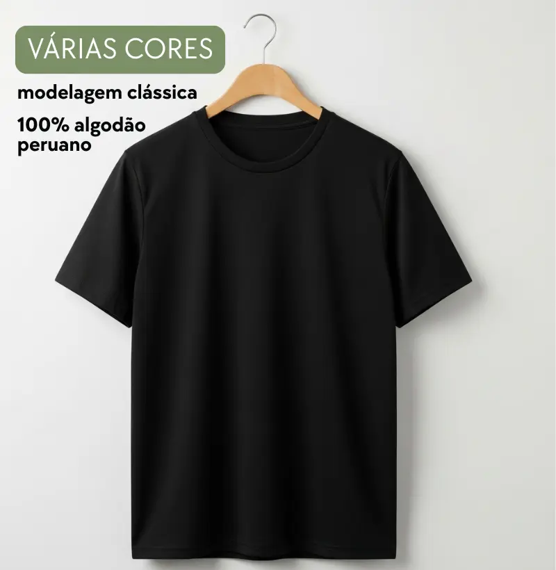 Camiseta Clássica Sem Estampa - Algodão Peruano Pima