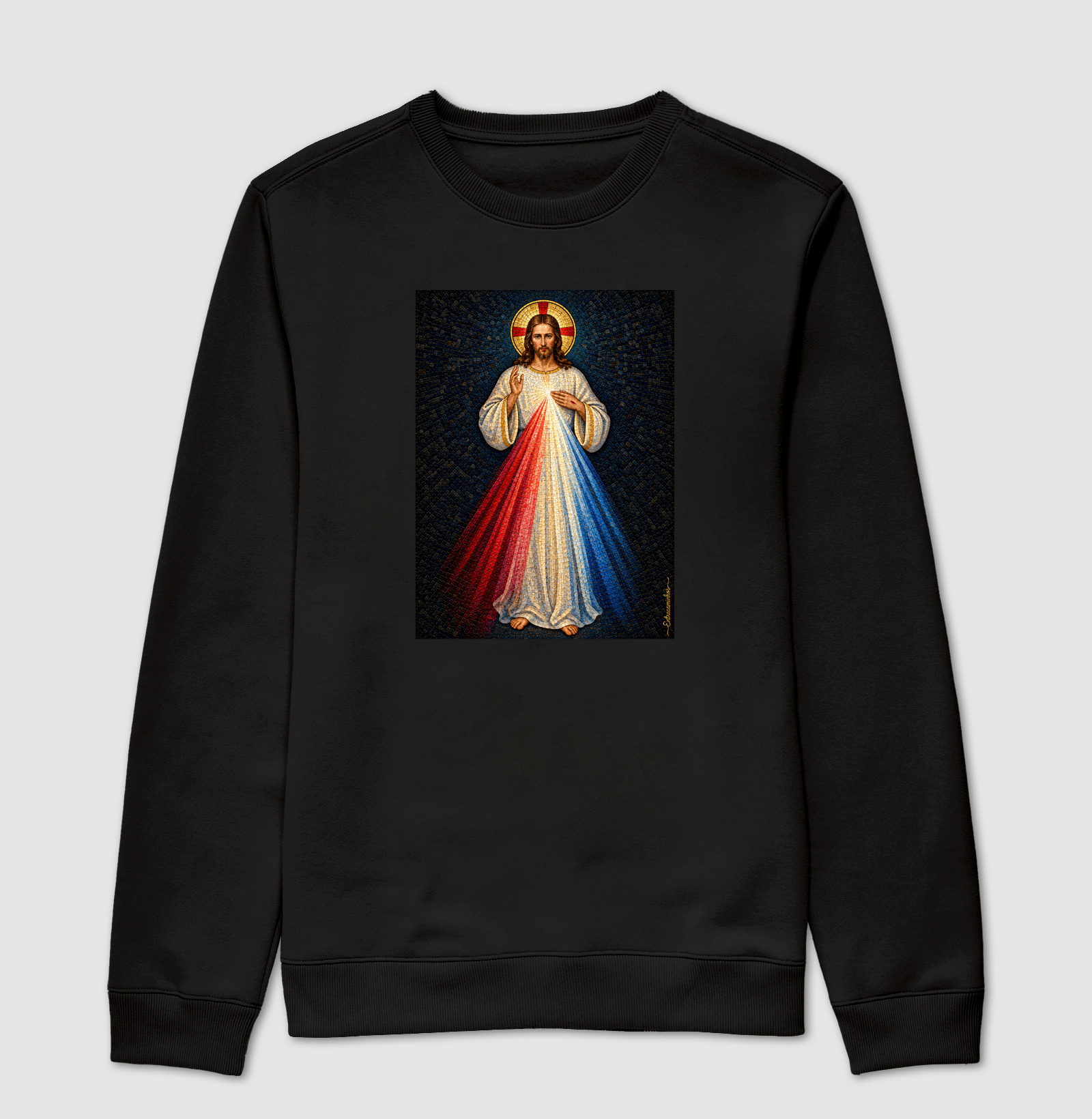 Jesus Misericordioso – Mosaico Sagrado - Suéter Moletom