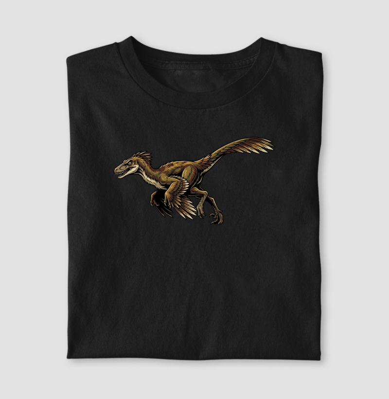 Camisa Algodão Estampada Dinossauro Velociraptor Premium Dinoloco