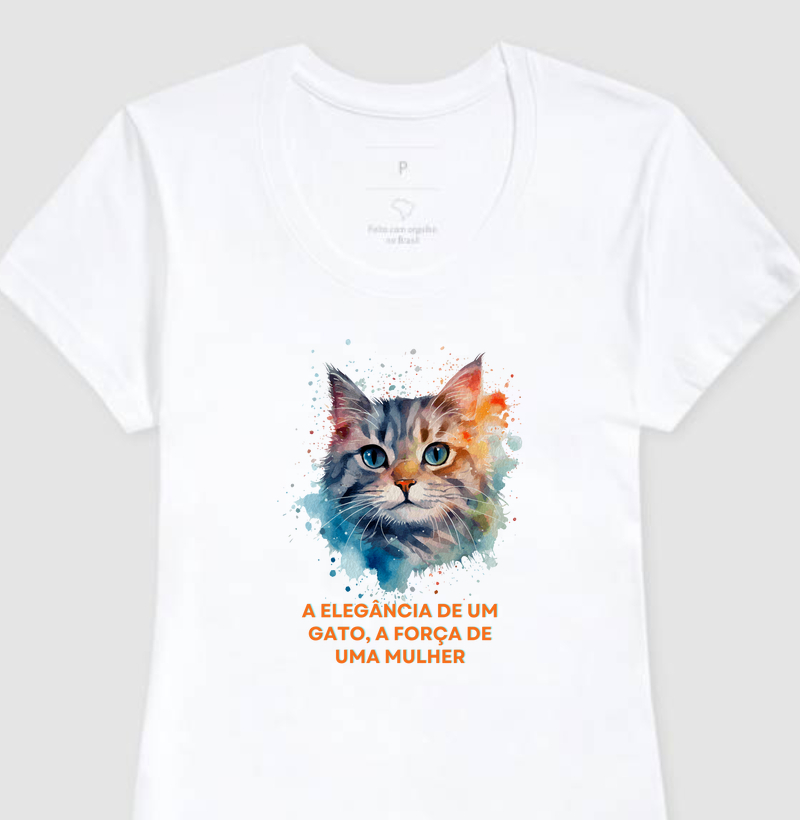 Camiseta Feminina Baby Look Elegância de um Gato BR