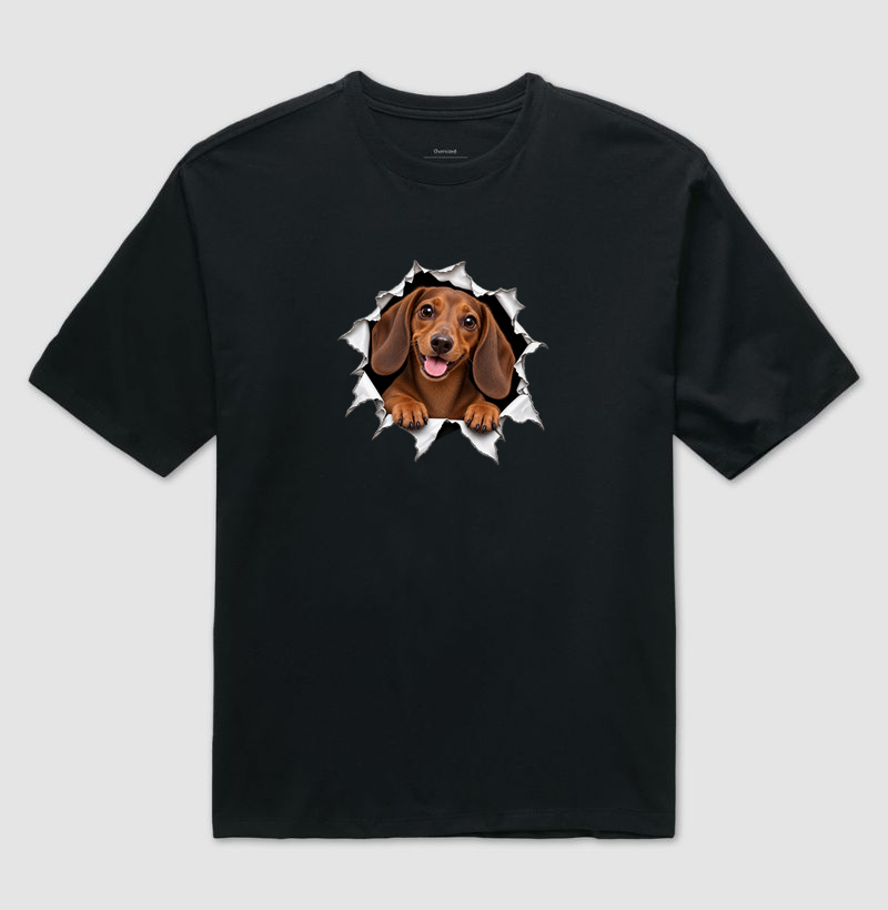 Dachshund Saindo Pelo Rasgo - Camiseta Oversized