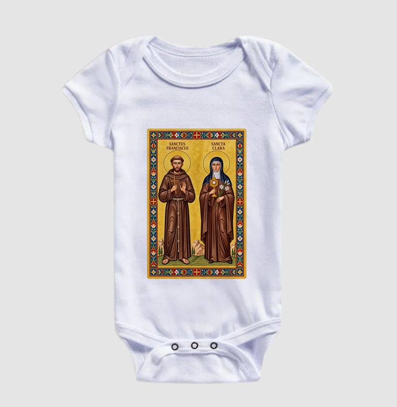 Body Infantil São Francisco e Santa Clara de Assis Moldura