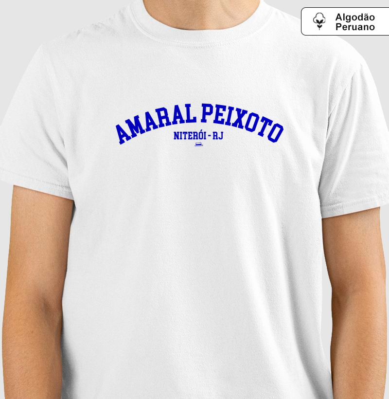Amaral Peixoto - Azul e Branco - Camiseta Algodão Peruano