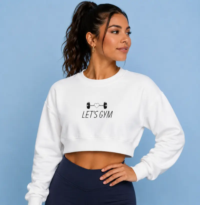 Cropped Moletom Let’s Gym – TRENO | Hora de Treinar