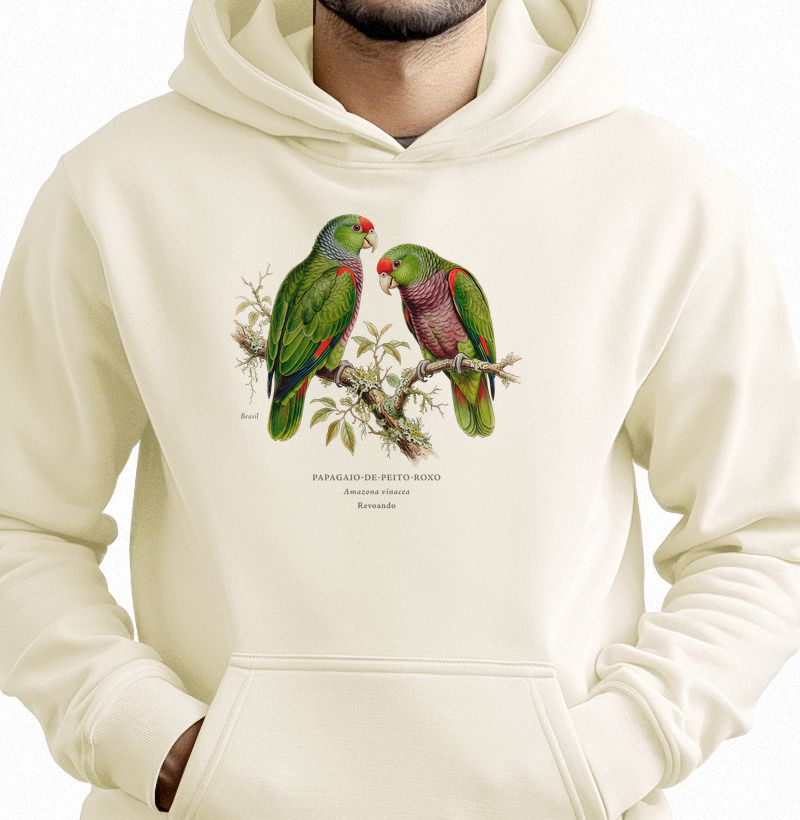 Naturalistas - Papagaio-de-peito-roxo - Moletom Hoodie - Hoodie Moletom