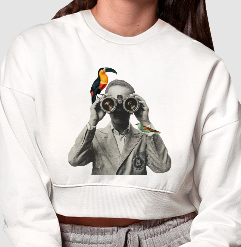 Bird Watcher Vintage Man - Moletom Cropped