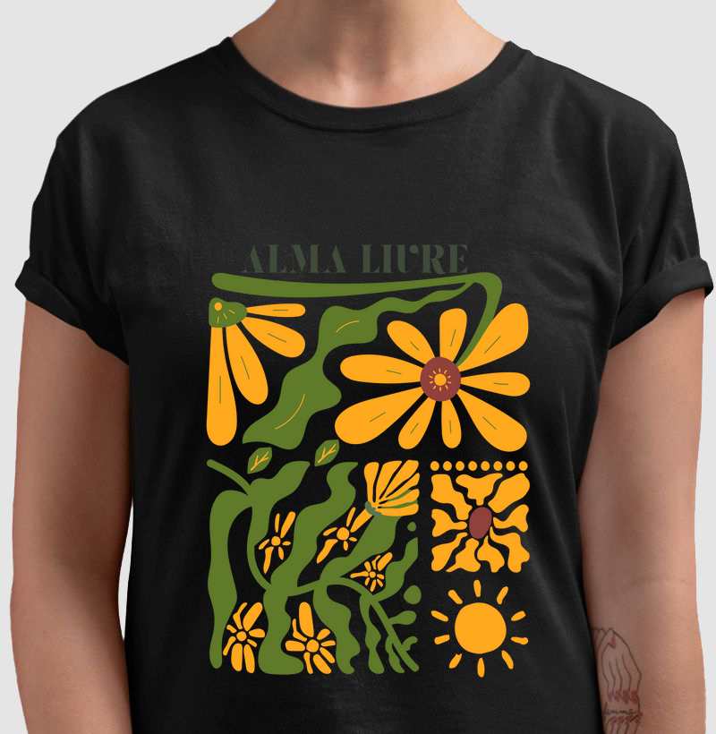 Camiseta com estampa "Alma livre"- 100% algodão