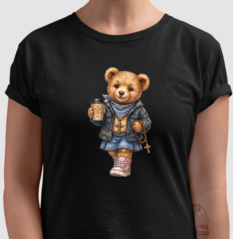 Ursinha e o copo de café (camiseta)