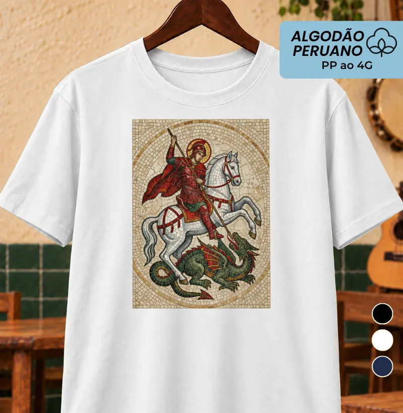São Jorge Mosaico 3 - Camiseta Algodão Peruano