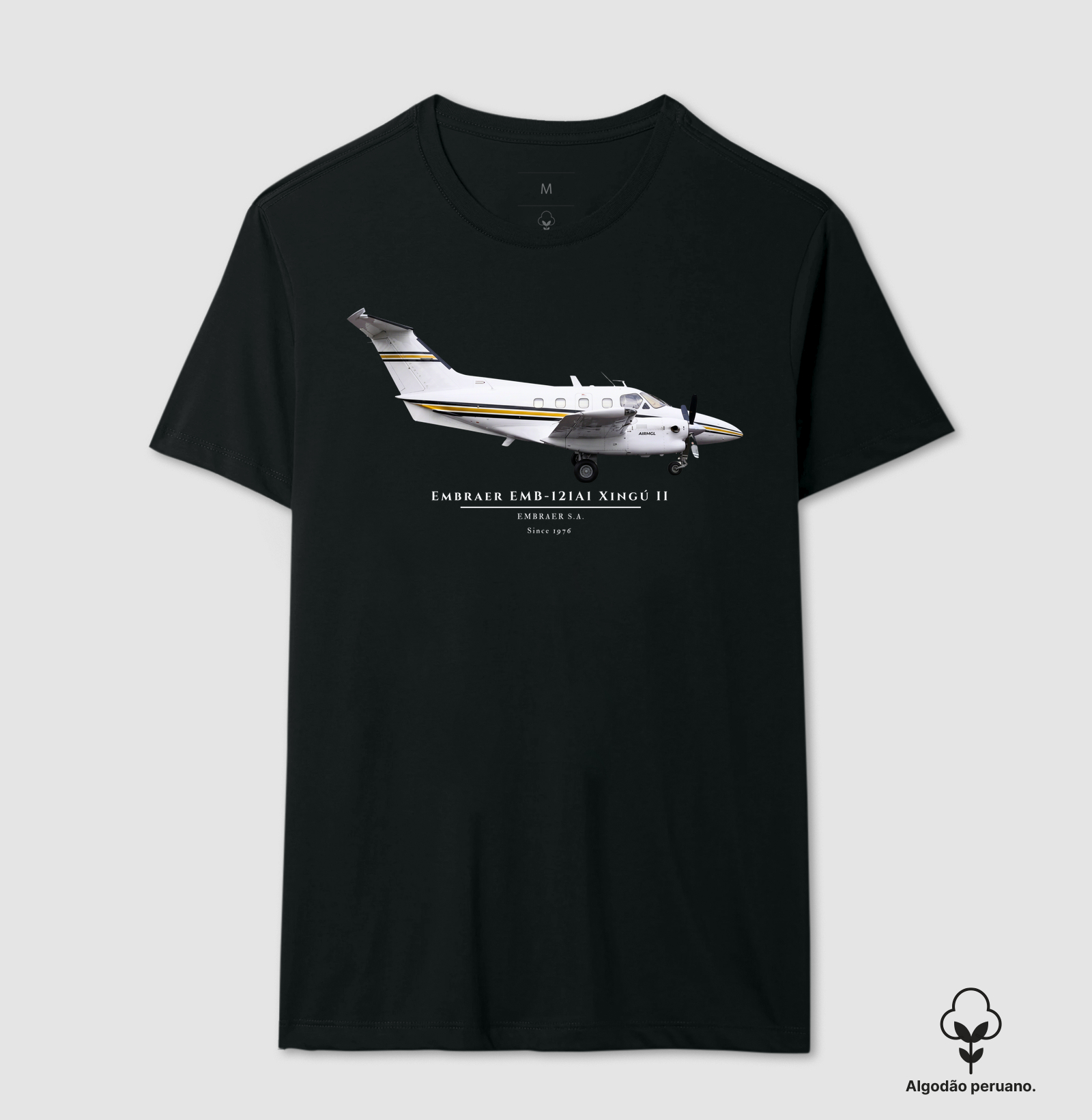EMB121 Xingú II - PT-MCJ - Profile - Camiseta Algodão Peruano