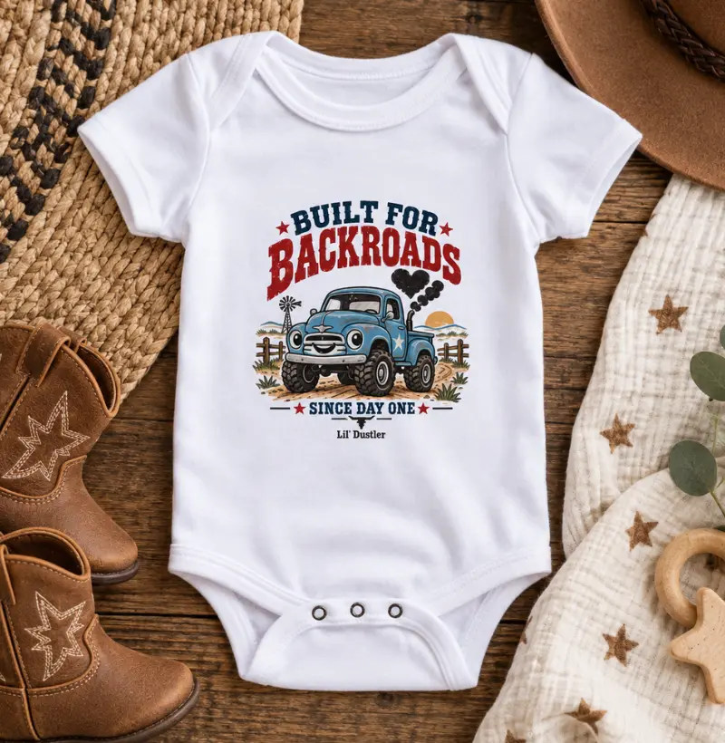 Country Built for Backroads Lil’ Dustler 100% Algodão